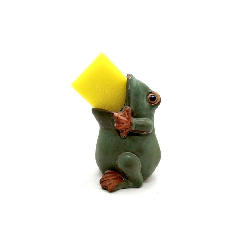 EONXNGAGY Cute Ceramic Frog Sponge Holder Green