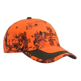 Pinewood 2-Colour Camouflage Cap for Driven Hunting in Signal Oragne Strata Camou with Break Tab, orange