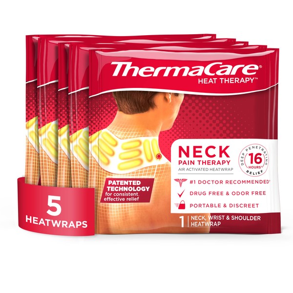 ThermaCare Heat Wraps, Neck & Shoulder Heating Pads & Pain Relief Patches, 5 Count