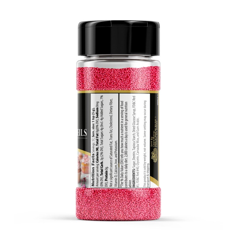 GranAroma Pink Nonpareils, Decorative Sprinkles, Cakes & Cookies, Bakery Staple