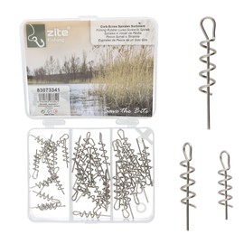 Zite Fishing Cork Crew Spirals Set - 45 Pieces 3 Sizes in Sorting Box - Artificial Bait Fishing Accessories Rubber Fish Fishing - Softbait Spirals
