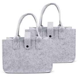 Dawumin Felt Shopping Bag, Felt Bags Shopper, Foldable Felt Basket, Shopping Bag, Felt Bag for Shopping, Going Out, Storage, Travel, Picnic, Grey (2 pieces, 30 x 20 x 18 cm)