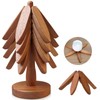 Set of 4 Wooden Christmas Tree Trivets - Foldable Hot