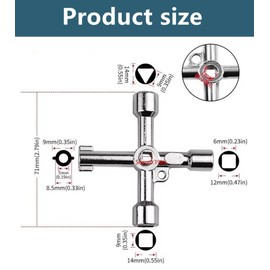 3 Pack 4-Way Multi-Functional Universal Cross Key, Stainless Steel Utility Wrench for Water Meters, Electric Boxes & Cabinets