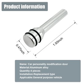 ZIMISI 4PCS Car Door Lock Knobs, Zinc Alloy Auto Inner Door Lift Bolt Pin Cover, 1.93" x 0.47" Auto Lock Pull Pins Replacement, Vehicle Front Rear Door Decoration Accessories for Most Cars (Silver)
