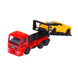 Majorette Trailer Edition - Toy Tow Truck with Model Car for Children Aged 3+ with Freewheel and Moving Parts, Yellow