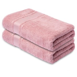 Melissa Linen, 2 Piece Bath Towel Set, Turkish Cotton Bath Towels for Bathroom, Absorbent, Quick Dry, Durable and Soft Shower Towel, 28 in x 55 in, Spa and Hotel Quality, (Pink Bath Towels)