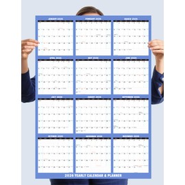 Wall Calendar Erasable 2026, 24"x34" Yearly School Planner Double-Laminated Surface, Jan-Dec Horizontal/Vertical Planner for Office Home School (Lavender)