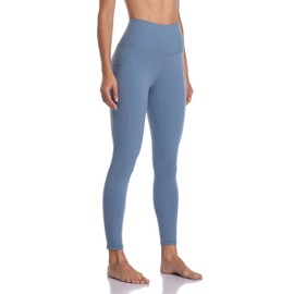 Colorfulkoala Women's High Waisted Yoga Pants 7/8 Length Leggings with Pockets (L, Steel Blue)