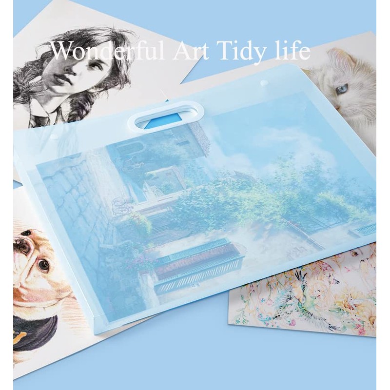 Sohynca Plastic Art Portfolio, Large Art Portfolio with Handles,Waterproof Portfolio
