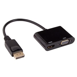 Cable Leader Displayport 1.2 Male to 4K HDMI+VGA Passive Adapter Cable with Latches 4K Resolution Ready