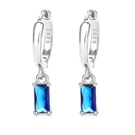 Small Silver Hoop Earrings For Women With Blue Drop Earrings, Sterling Silver Hoops 925 Silver Hypoallergenic Hoop Earrings For Men 2PCS