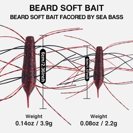 Eupheng Ned Rig Baits, Slow Sinking Senko Worms Soft Plastic Worm Stick Baits Wacky Worms with Multiple Tentacles for Bass Fishing