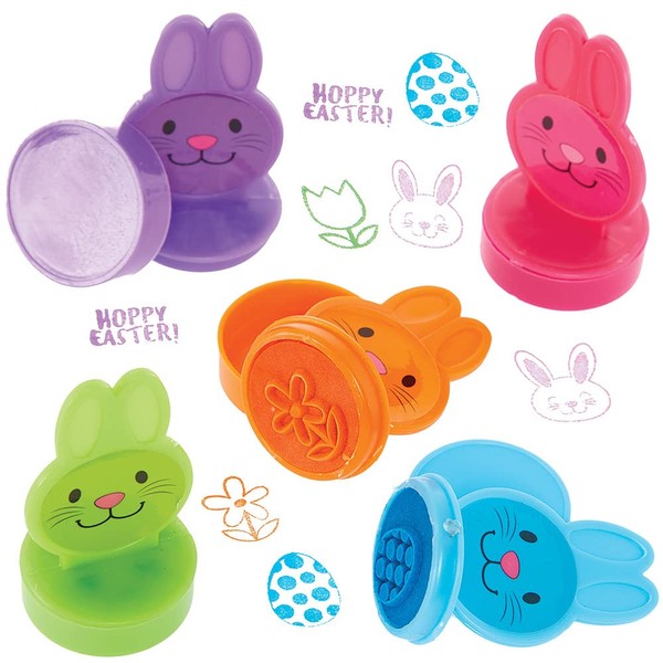 Baker Ross FX472 Bunny Self-Inking Stampers - Pack of 10, Easter Stamper for Kids Arts and Crafts