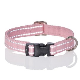 Pet Passion Adjustable Reflective Dog Pet Collar for Small, Medium and Large Dogs, Pink, Large