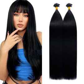 Silk-co U Tip Pre Bonded Hair Extensions 24inch 1g/s 100S Keratin Nail Tip 100g 100% Real Remy Human Hair Extension (#01 Jet Black)