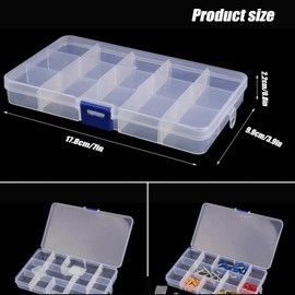 6 Pcs 15 Grids Plastic Organizer Box, Clear Storage Containers with Adjustable Dividers, Bead Organizer Tackle Boxes, Craft Storage Organizers Case for Jewelry, Small Parts and Tools, Art DIY Crafts