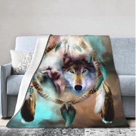 SSTREE Wolf Throw Blanket Soft Plush Bed Throw Fleece Blanket Lightweight Warm Travel Blanket for Couch Sofa (Wolf-A, 40"x50")