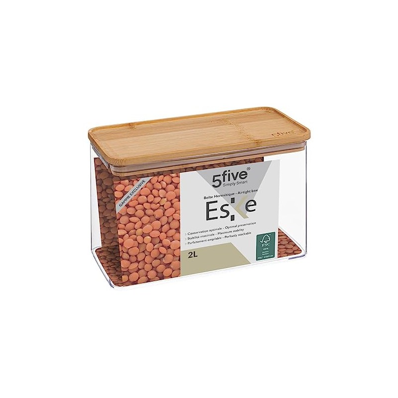 Storage container rectangular bamboo lid "eske" 2 l 5 five