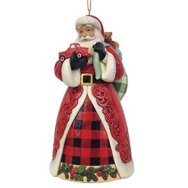 Jim Shore Country Living Santa Holding Red Truck Christmas Ornament 4.75 Inch