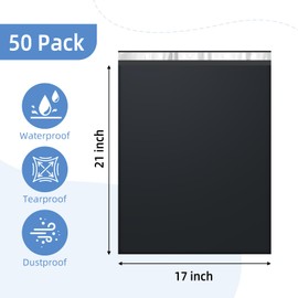 Famagic Poly Mailers 17x21 Inches 50 Pack Large Shipping Bags Black Envelopes Self Seal Mailer Bag Plastic Waterproof and Tear-Proof Packaging Bags
