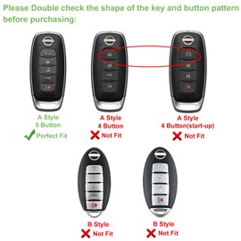 Aoocar Leather Key Fob Cover, Compatible with 2023 2024 2025 Nissan Rogue Pathfinder Versa Kicks ARIYA, fit for 2024 2025 Sentra etc, No Screw Design Key Holder Protector(5 Button, Blue)