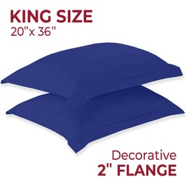 Mellanni Pillow Shams Set - 2 PC Iconic Collection Decorative Pillow Covers - Soft & Cooling Pillow Cases Wrinkle, Fade, Stain Resistant (King 20" x 36", Royal Blue)