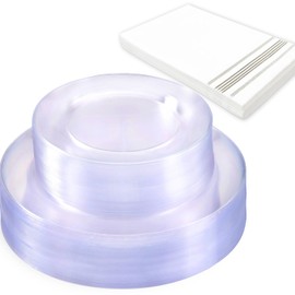 60PCS Clear Plastic Plates-Plastic Disposable Plates for Party, Christmas-Include 10.25inch Plastic Dinner Plates and 7.5inch Plastic Dessert/Salad Plates for Holiday,Weddings,Party, Birthday
