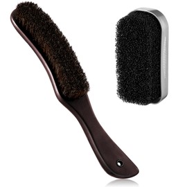 Patelai 2 Pcs Felt Brushes Felt Hat Cleaner Cowboy Hat Brush Cleaning Kit Hat Brush and Cleaning Sponge Set Horse Hair Wood Hat Brush Hat Clean Sponge Polish Felt Brushes(Reddish Brown)