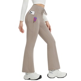 baleaf Fleece Lined Petite Leggings Women Winter Thermal Warm Flared 27" Snow Pants Cold Weather Khaki XS