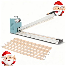 R-PACK Impulse Heat Sealer with Seal bar, Heavy-Duty Bag Sealing & Cutting Machine, 4 Extra Replacements (white, 20inch)