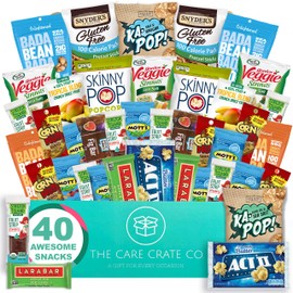 Care Crate Gluten Free Healthy Snacks Variety Pack - Low Carb, Vegan treats for Adults and Kids - Organic, Dairy Free, Keto and Paleo Options - Assorted 40 Pack Gift Box