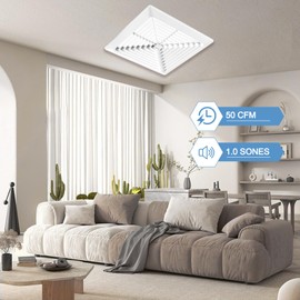 VENTECHLATION Bathroom Exhaust Fan 50CFM 1.0Sone, Quiet Bath Fan with 3inch duct for Bathroom Ceiling, Energy-Saving Household Ventilation Fan,Ceiling or Wall Mounted, Classic White Grille (50CFM)