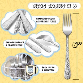 E-far Stainless Steel Toddler Forks, 6PCS for Kid Preschooler Children