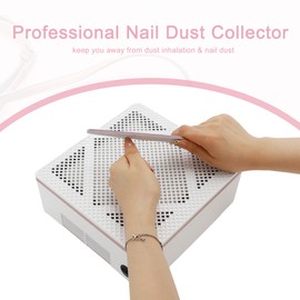VOCOSTE Nail Dust Collector, 60W Nail Vacuum Dust Collector, Low Noise Nail Fan Dust Collector, Nail Duster Collector, for Manicure Acrylic Gel Nails Polishing, White