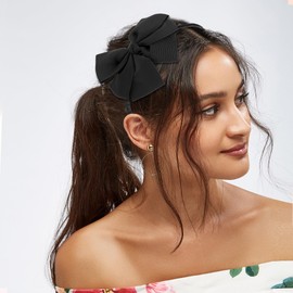 VOCOSTE Bow Hair Band Bowknot Headband Non-Slip Fashion 0.9cm Wide Bow Headband for Girls Women Black