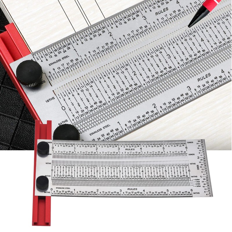T Rule Stainless Steel Silver Scribing Ruler Woodworking Measuring Tool
