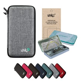 CALCUSO Premium Accessory Set Compatible with Casio FX 570 ES Plus II Scientific Calculator: WYNGS Protective Case Light Grey + Geometry Set + Screen Protector
