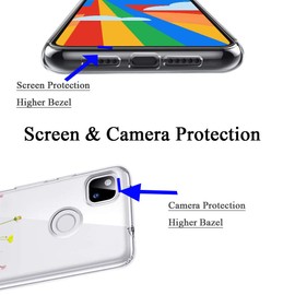 Unov Pixel 4a Case Clear with Design Soft TPU Shock Absorption Slim Embossed Pattern Protective Back Cover 4G 5.8 inch (NOT for Pixel 4a 5G) (Flower Bouquet)