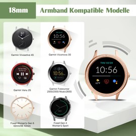 Vodtian 18 mm Nylon Bracelet Compatible with Garmin Venu 2S/Venu 3S/Vivoactive 4S/Vivomove 3S/Forerunner 255s/255s Music/265s, Quick Release Replacement Sport Loop Watch Strap for Men and Women