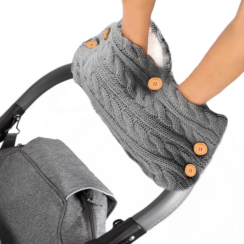 Ruiqas Pram Hand Muff Windproof Snow Knitted Gloves for Parents