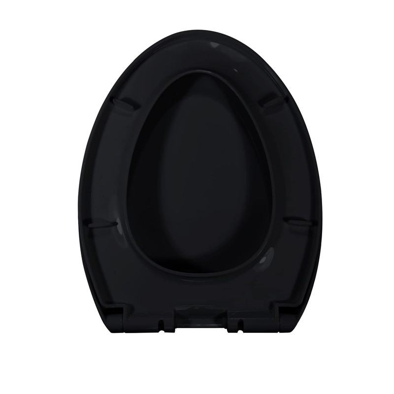 WinZo Black Elongated Toilet Seat Standard Universal Replacement Plastic Cover