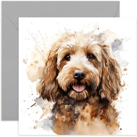 Old English Co. Watercolour Dog Card - Cockapoo Dog Card for Pet Owner Birthday - Just Because Card for Him or Her - Thinking of You Fur Baby Card for Men and Women | Blank Inside