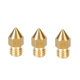 SIUTEC® Premium MK8 Brass / Brass Nozzle Set of 3 Nozzles: 0.2/0.4/0.6 mm, for Ender, CR6, CR10S, X5SA, A8-1.75 mm Filament