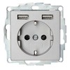 Kopp Athenis 296247185 Flush-Mounted Protective Contact Socket with 2 USB