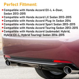 Abodvu Compatible with Honda Accord Sedan Rear Bumper Reflectors 2013-2015,Left Driver & Right Passenger Side Rear Bumper Red Marker Trims,Back Reflector W/O Bulbs Replace for 9th Gen Accord(1Pair)