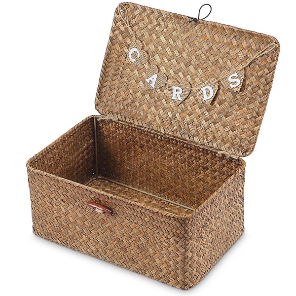 Geelin Sea Grass Wedding Card Basket With Letter Flag Decorative