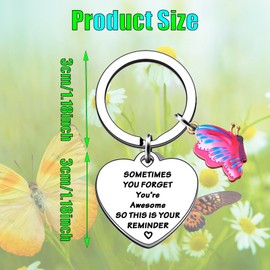 Ehuixinsheng Inspirational butterfly Keyring Gifts for Women,Stainless Steel Encouragement Quote Keychain Employee Appreciation Coworker Gifts Friends Birthday Valentine Chritsmas Gifts