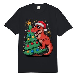 Christmas Tree T-Rex Dinosaur Sunglasses Tyrannosaurus Rex Comfort Colors Adult Heavyweight T-Shirt