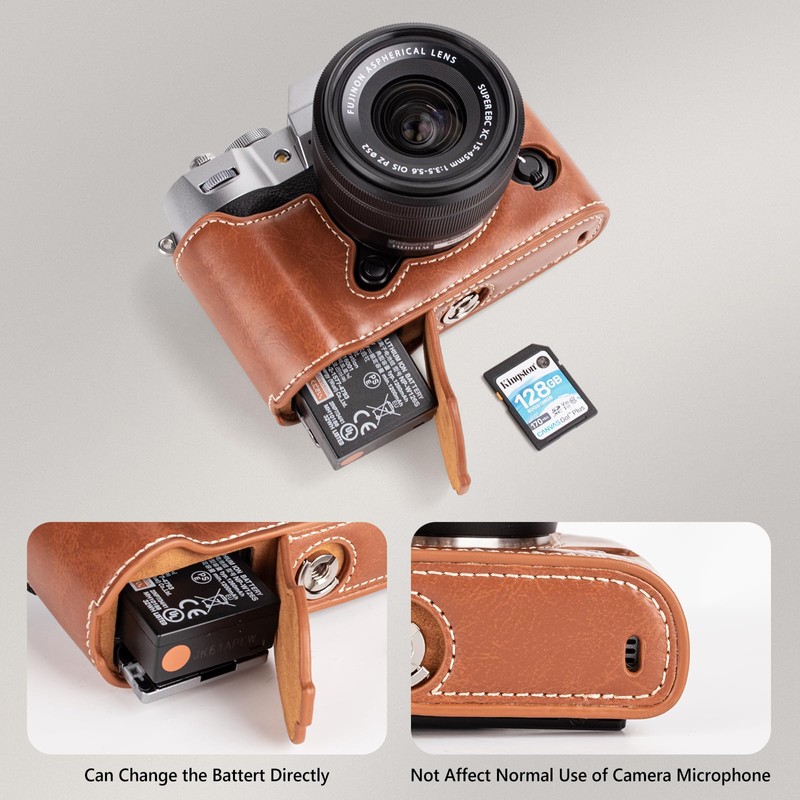 MUZIRI KINOKOO Fuji XT50 Case, PU Leather Protective Half Case